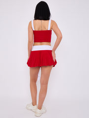 Contrast Trim Slinky Crop Top & Skirt Co-ord