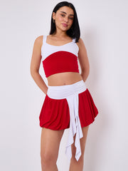 Contrast Trim Slinky Crop Top & Skirt Co-ord
