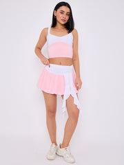 Contrast Trim Slinky Crop Top & Skirt Co-ord