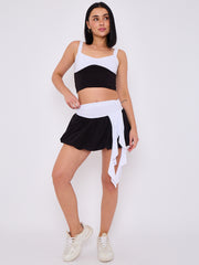 Contrast Trim Slinky Crop Top & Skirt Co-ord