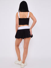 Contrast Trim Slinky Crop Top & Skirt Co-ord