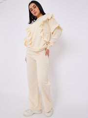 Long Sleeve Frill Top & Wide Leg Trouser Co-ord