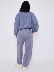 Acid Wash Sweatshirt & Jogger Bubble Hem Tracksuit