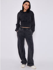 Acid Wash High Waist Hoodie & Jogger Tracksuit