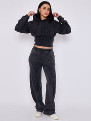 Acid Wash High Waist Hoodie & Jogger Tracksuit