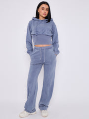 Acid Wash High Waist Hoodie & Jogger Tracksuit
