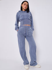 Acid Wash High Waist Hoodie & Jogger Tracksuit