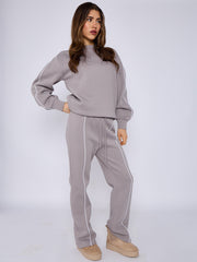 Sleeve Pipping Sweatshirt & Jogger Set