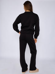 Sleeve Pipping Sweatshirt & Jogger Set