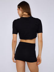 Crucifix Detail gestrickte Crop Top & Minirock-Co-ordte