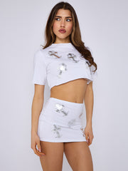 Crucifix Detail gestrickte Crop Top & Minirock-Co-ordte