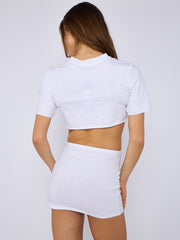 Crucifix Detail gestrickte Crop Top & Minirock-Co-ordte