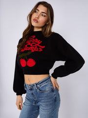Cherry Bombs Oversized Cropped Knitted Jumper