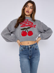 Cherry Bombs Oversized Cropped Knitted Jumper