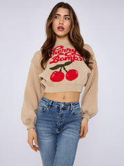 Cherry Bombs Oversized Cropped Knitted Jumper