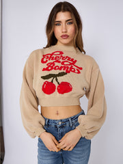 Cherry Bombs Oversized Cropped Knitted Jumper