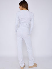 Ribbed Front Button Detail Top & Wide Leg Trouser Co-ord