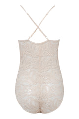 Scallop Lace Cross Back Strappy Bodysuit