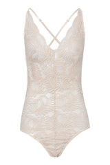 Scallop Lace Cross Back Strappy Bodysuit