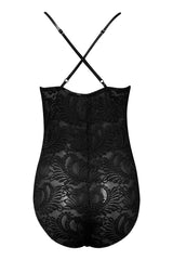 Scallop Lace Cross Back Strappy Bodysuit