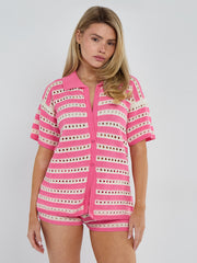 Satin Crop Top & Puffball Minirock Co-ordte