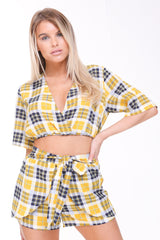 Multi Check Wrap Front Co-ord