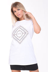 BRKLYN NYC TRIMA EL SLOGAN T CAMISO
