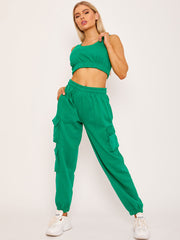 Fleeced Crop Top & Cargo Jogger Co-ord