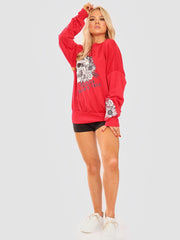 Blumenschädel Grafik Sweatshirt Pulloper