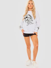 Blumenschädel Grafik Sweatshirt Pulloper