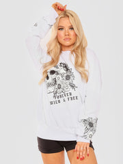 Blumenschädel Grafik Sweatshirt Pulloper