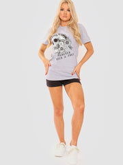 Camiseta impresa gráfica de calavera floral