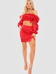 Satin Crop Top & Rok coöperatie