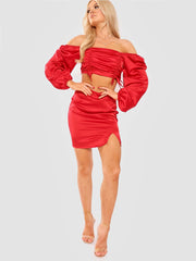 Satin Crop Top & Rok coöperatie