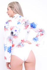 New Botanical Print Wrap Front Bodysuit
