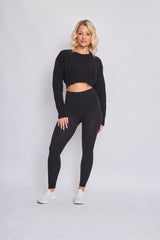 Long Sleeve Cable Knitted Cropped Jumper