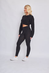 Long Sleeve Cable Knitted Cropped Jumper