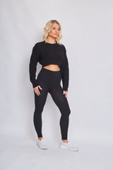 Long Sleeve Cable Knitted Cropped Jumper