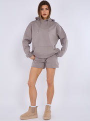 Oversized Hoodie & Shorts Fleece Co-ord