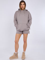 Oversized Hoodie & Shorts Fleece Co-ord