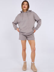 Oversized Hoodie & Shorts Fleece Co-ord