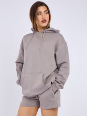 Oversized Hoodie & Shorts Fleece Co-ord