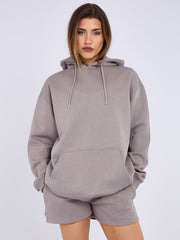 Oversized Hoodie & Shorts Fleece Co-ord