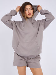 Oversized Hoodie & Shorts Fleece Co-ord