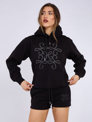 Kruzifix bestickter Sweatshirt & Shorts Fleece Coord