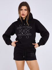 Kruzifix bestickter Sweatshirt & Shorts Fleece Coord