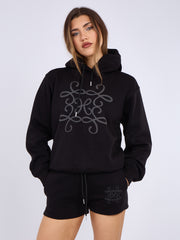 Kruzifix bestickter Sweatshirt & Shorts Fleece Coord