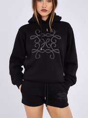 Kruzifix bestickter Sweatshirt & Shorts Fleece Coord