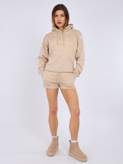 Kruzifix bestickter Sweatshirt & Shorts Fleece Coord