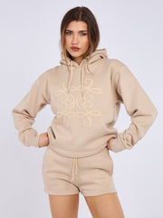 Kruzifix bestickter Sweatshirt & Shorts Fleece Coord